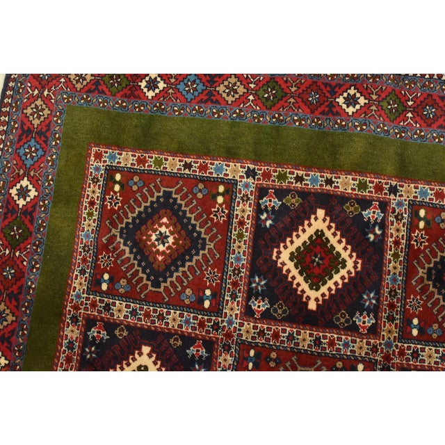 1990s Vintage Yalameh Rug 5' X 6'5'' Multicolor Wool Tribal Hand-Knotted Carpet For Sale - Image 5 of 11
