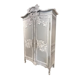 Painted Antique French Oak Wedding Armoire De Fécamp, 19th Century For Sale