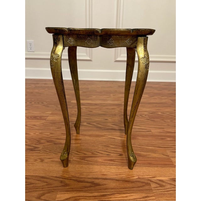 Baroque Italian Florentine Gold Gilt and Cream Square Side Accent Table For Sale - Image 12 of 12