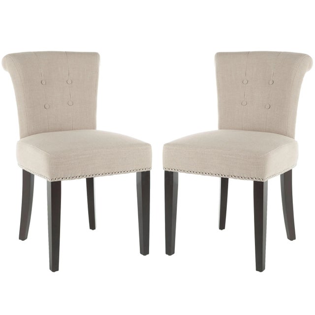 21''H Kd Side Chairs With Silver Nailheads in True Taupe & Espresso - a Pair For Sale - Image 9 of 9