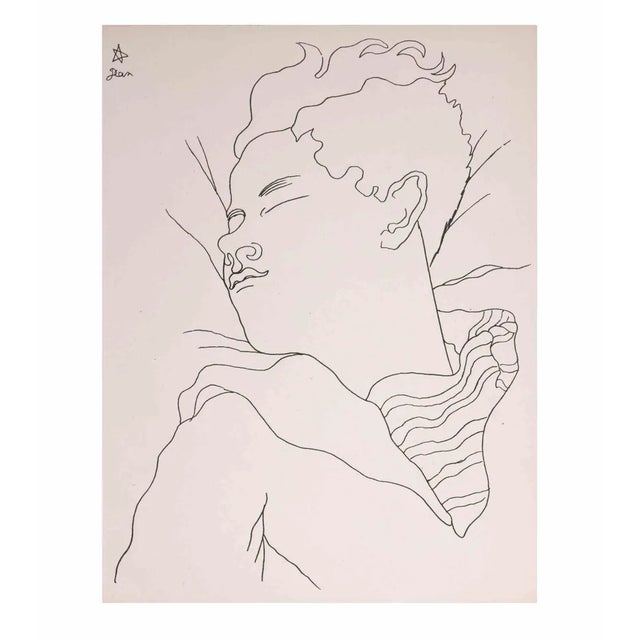 Lithograph on vélin pur fil des Papeteries du Marais, realized by Cocteau in 1929. Belongs to the suite "25 Dessins d'Un...
