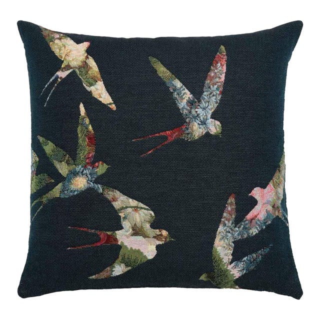 Flower Swallows Regular Cushion With Feather Filler - 46x46cm (18"x18") For Sale