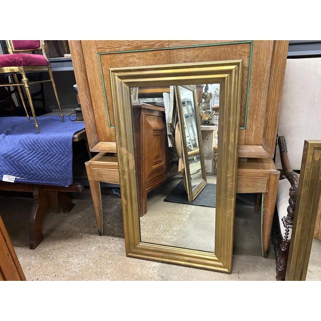 19th Century 19th Century French Louis XVI Style Brass Mirror For Sale - Image 5 of 12