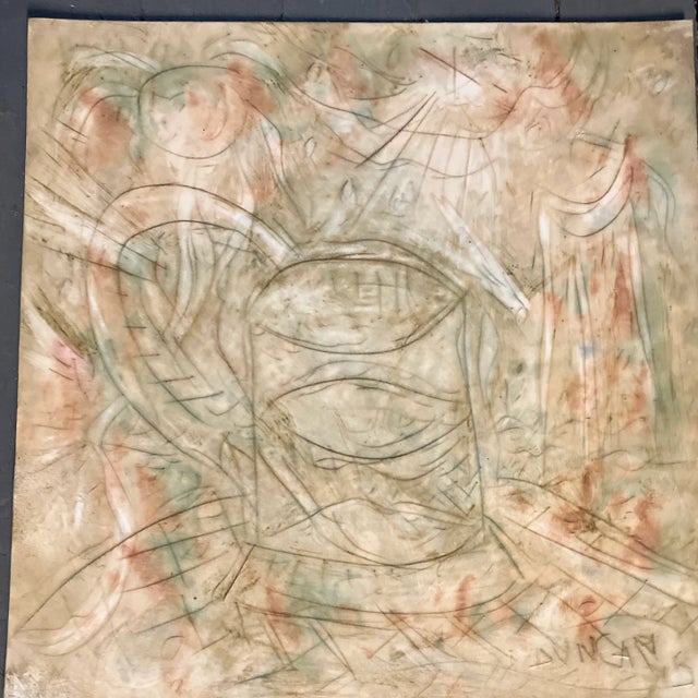 Original 14 x 14 painting/drawing on paper Signed bottom right unframed