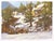 This gouache painting captures a serene winter landscape in Cathedral Spires, Colorado, showcasing a harmonious blend of...