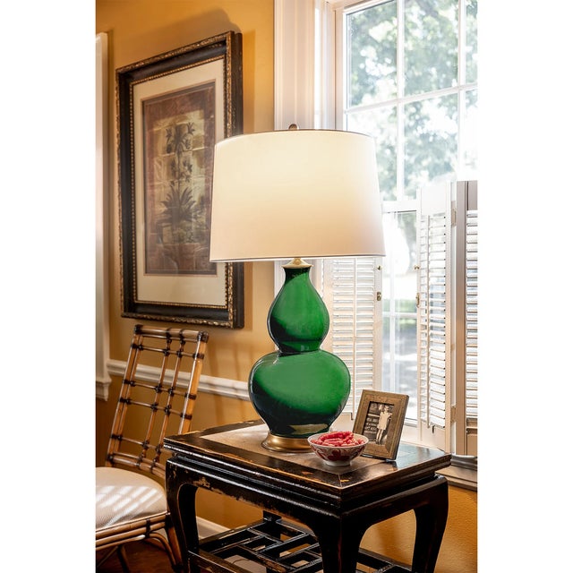 English Rockford Emerald Double Gourd Lamp For Sale - Image 3 of 5