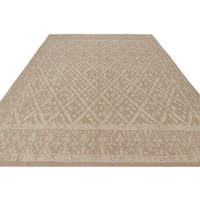 Modern Rug & Kilim’s Modern Classic Rug in Beige-Brown With Lattice Floral Patterns For Sale - Image 3 of 7