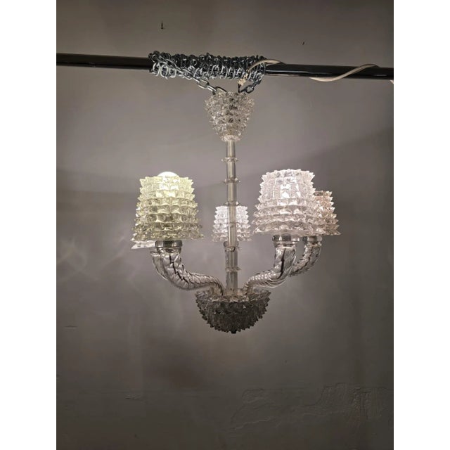 Glass Five-Light Chandelier in Rostral Glass by Barovier & Toso, 1940s For Sale - Image 7 of 18