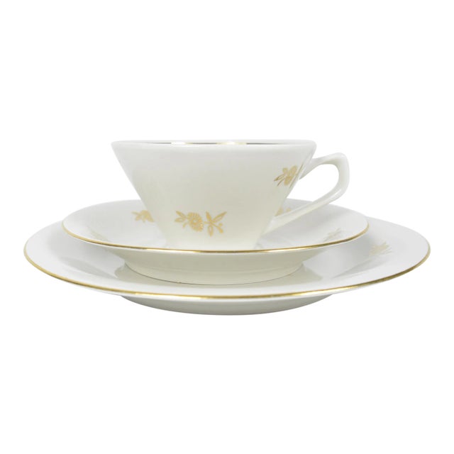 1950s Porcelain Breakfast Set from Chodziez, Poland- 3 Pieces For Sale