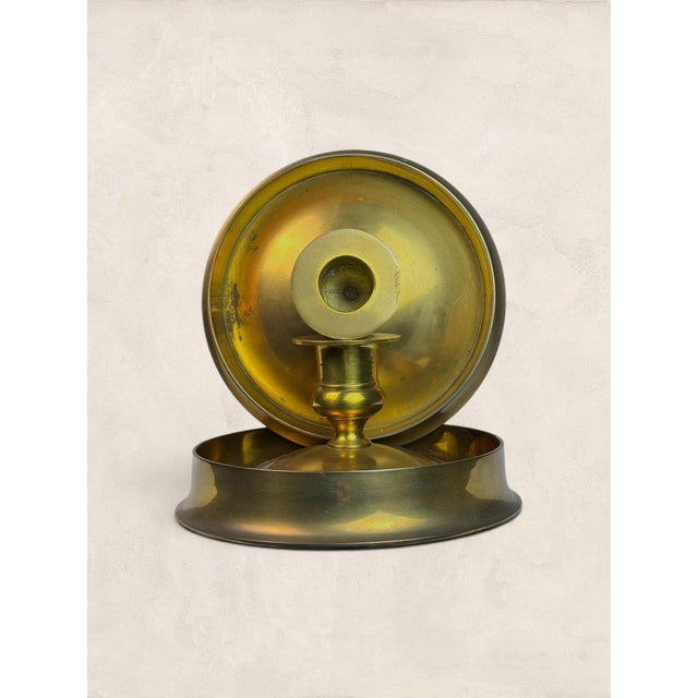 Victorian Pair of Antique English Victorian Brass Chambersticks For Sale - Image 3 of 6