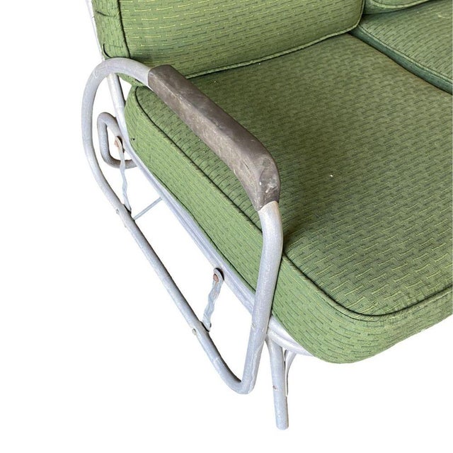 Metal Streamline Art Deco Aluminum Patio/Outdoor Settee Slider/Rocking , Pair For Sale - Image 7 of 7