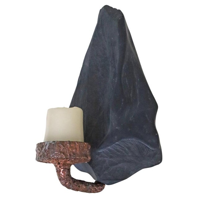 Mid-Century Modern Slate and Copper Wall Candleholder, 1960s For Sale - Image 13 of 13
