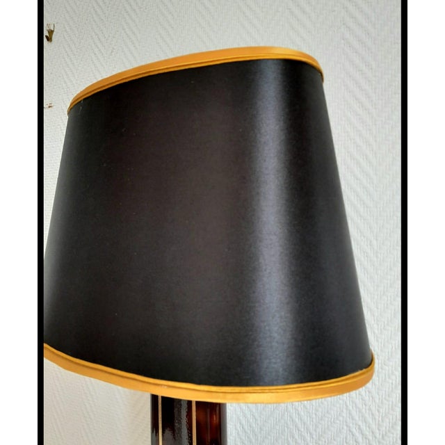 Black Hollywood Regency Black and Gold Tortoiseshell Lamp, 1980s For Sale - Image 8 of 13