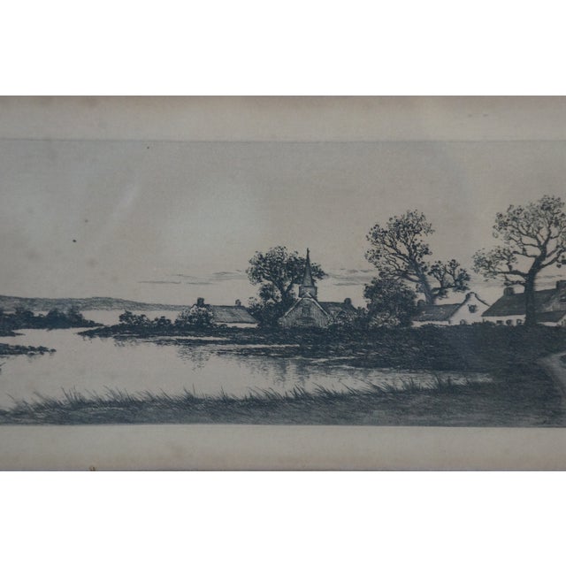 Black Late 19th Century Antique Henri Le Riche Signed Windmill Riverscape Landscape Etching 26", Framed For Sale - Image 8 of 12