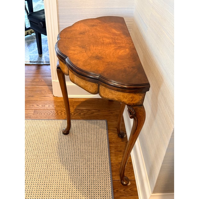 Late 19th Century Queen Anne Scalloped Demilune Flip Top Game Table For Sale - Image 5 of 10