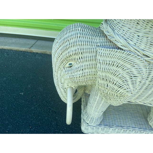 Vintage White Wicker Elephant Side Table With Removable Tray Chairish