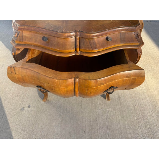 Rococo Vintage Italian Olivewood Rococo Bombe Commode For Sale - Image 3 of 9