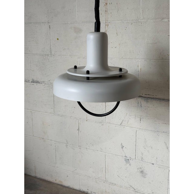 Mid-Century Modern 1970s Mid-Century Modern White Pendant Light Metal Ceiling Lamp Space Age Danish For Sale - Image 3 of 10