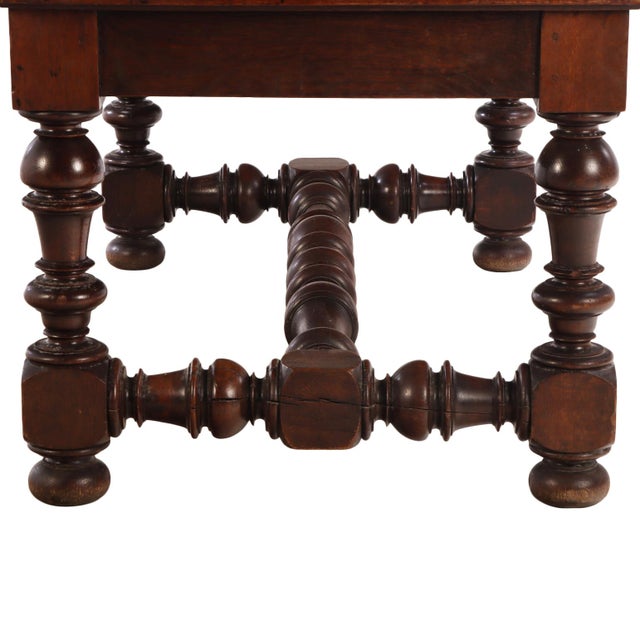 French French Louis XIII Style Carved Oak Refectory / Dining Table, 20th C. For Sale - Image 3 of 4