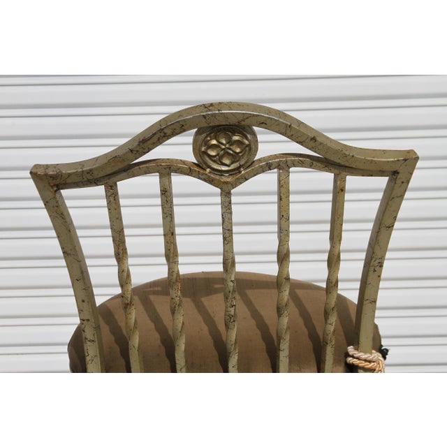 Modern Late 20th Century Metal Green Upholstered Swivel Bar Stools- Set of 3 For Sale - Image 3 of 6