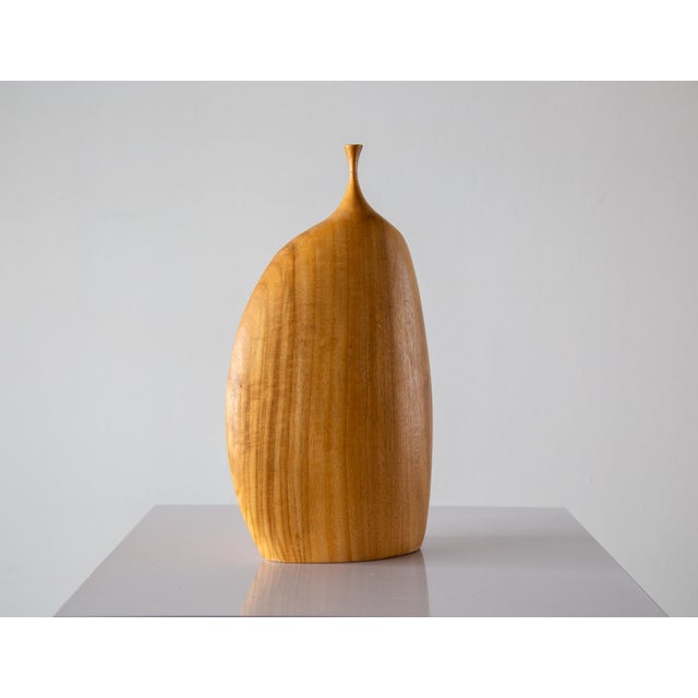 1970s Doug Ayers Chip Carved Vase Studio Craft Camphor Wood Weed Pot For Sale - Image 4 of 8