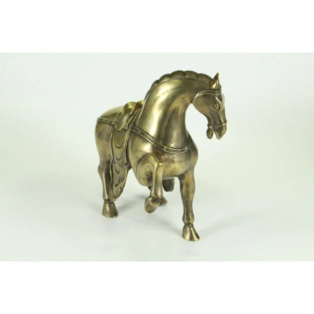 Metal 1800's Chinese Horse Figurine Cast Brass Archaic Style For Sale - Image 7 of 10