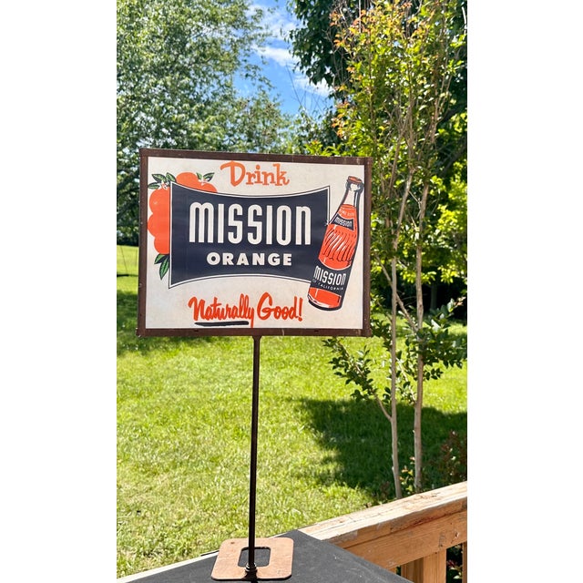 1950s MCM Mission Orange Soda Advertising Sign For Sale - Image 12 of 14