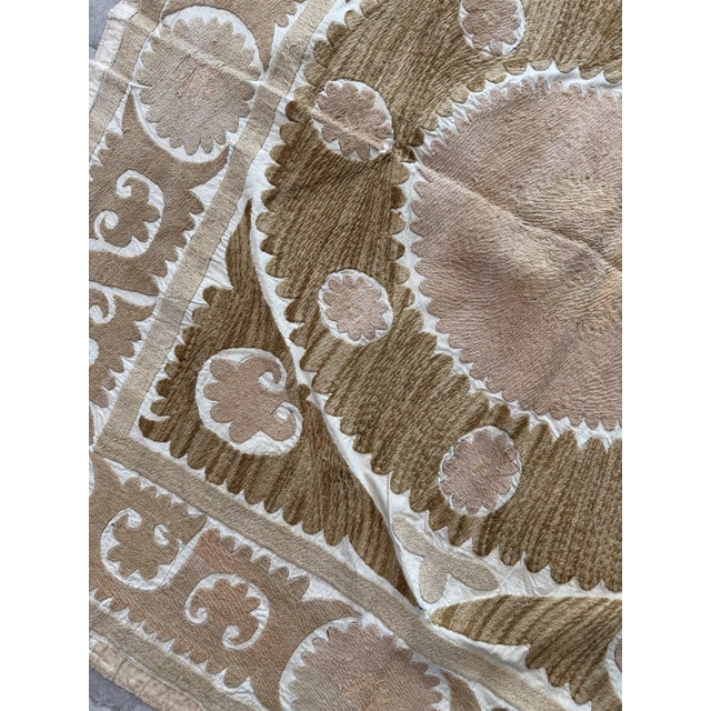 Tashkent Suzani Tablecloth - Vintage Textile 3'7'' X 3'11'' For Sale - Image 4 of 5