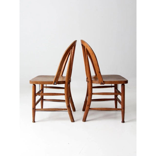 Wood Antique Bow Back Spindle Chairs-a Pair For Sale - Image 7 of 13