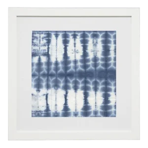 Shibori Indigo II Print Matted in White Frame - 21" x 21"