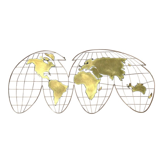 Vintage Boho Curtis Jere Brass Globe Wall Sculpture For Sale
