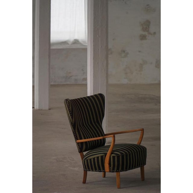 Mid-Century Modern Danish Wingback Lounge Chair in Oak by Viggo Boesen, 1950s For Sale - Image 9 of 18