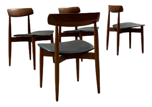 Teak and Black Leather Dining Chairs by H. W. Klein for Bramin, Denmark, 1960s, Set of 4