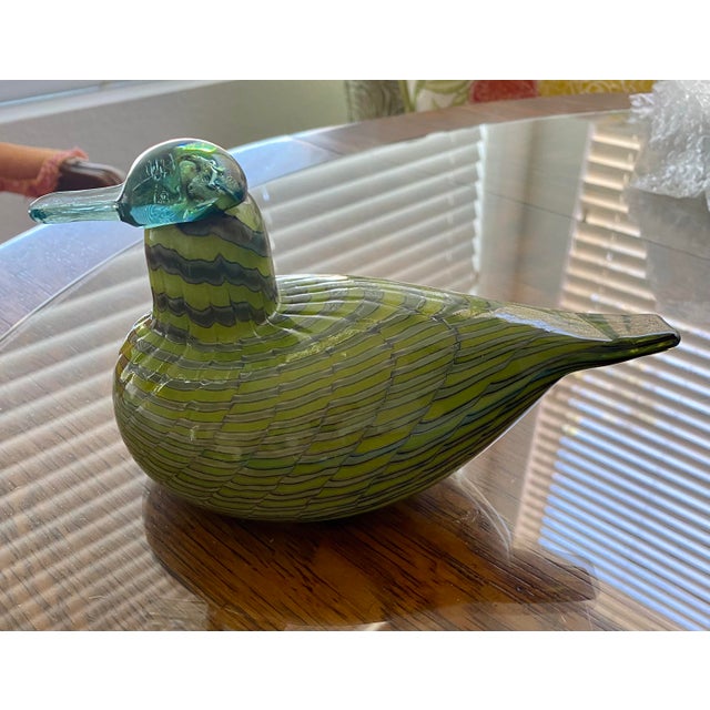 1990s Oiva Toikka Iittala Teal Glass Bird For Sale - Image 5 of 10