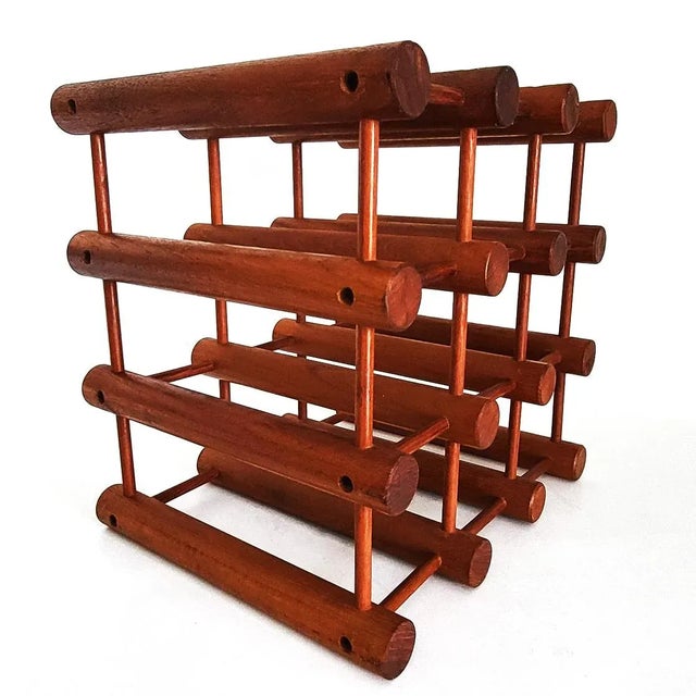 Mid 20th Century Teak Wood Wine Rack by Nissen Langaa, Made in Denmark