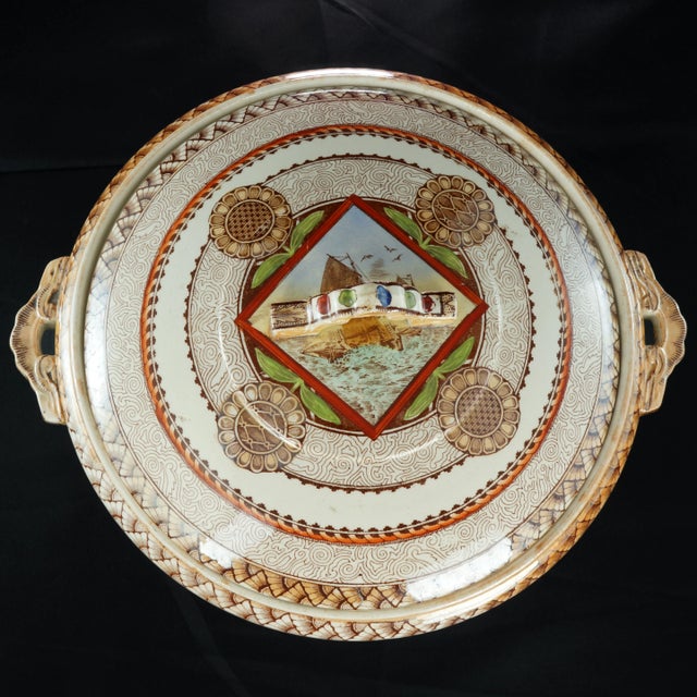 English Aesthetic Movement Transferware Covered Serving Dish by Brownfield Circa 1870 For Sale - Image 10 of 11