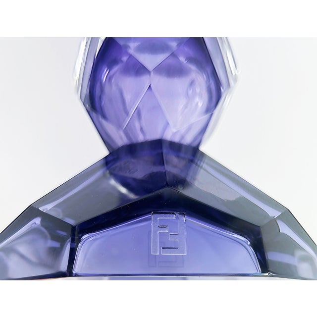 Fendi Casa Hand-blown Vetri Glass Artístico Murano Vase, Amethyst Faceted Cut Offered for sale is one Fendi Casa hand-...