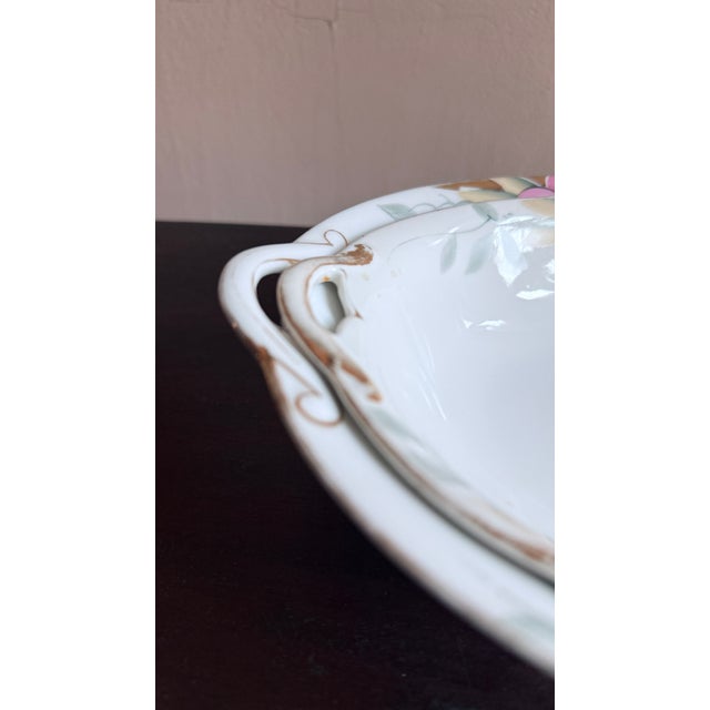 Japanese Antique, Early 20th Century Noritake Japan Azalea Porcelain Oval Serving Bowls, Set of Four For Sale - Image 3 of 11