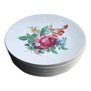 Vintage 1970s Bareuther Waldsassen Bavarian Rococo Porcelain Dessert Plates, Set of 6