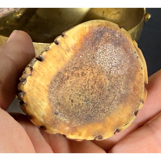 Antique Brass and Antler Cigar Ashtray Catchall Black Forest Hunting Lodge Style For Sale - Image 9 of 10