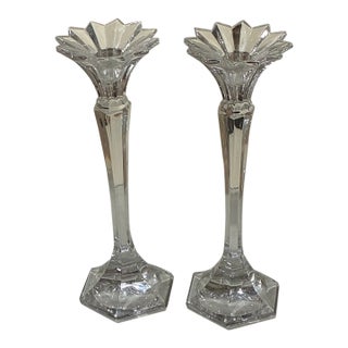 Mikasa Kings Court Excelsior Lead Crystal Candle Holders 10" - Pair For Sale