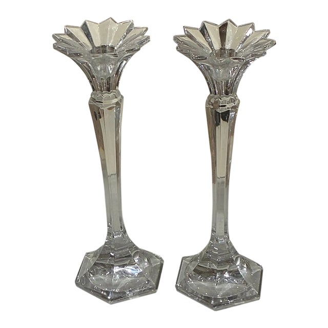 Mikasa Kings Court Excelsior Lead Crystal Candle Holders 10" - Pair For Sale
