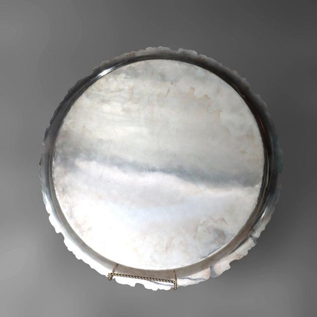 Late 19th Century Large Antique Silver Plate Round Serving Tray With Grape & Leaf Border C1890 For Sale - Image 5 of 6