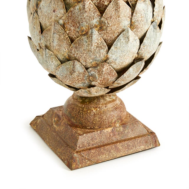 Kenneth Ludwig Chicago Weathered Metal Artichoke Finial Small For Sale - Image 4 of 7