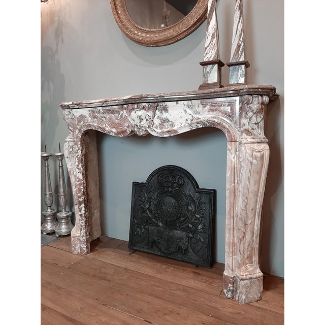 19th Century French Pink Marble Mantelpiece For Sale - Image 4 of 14