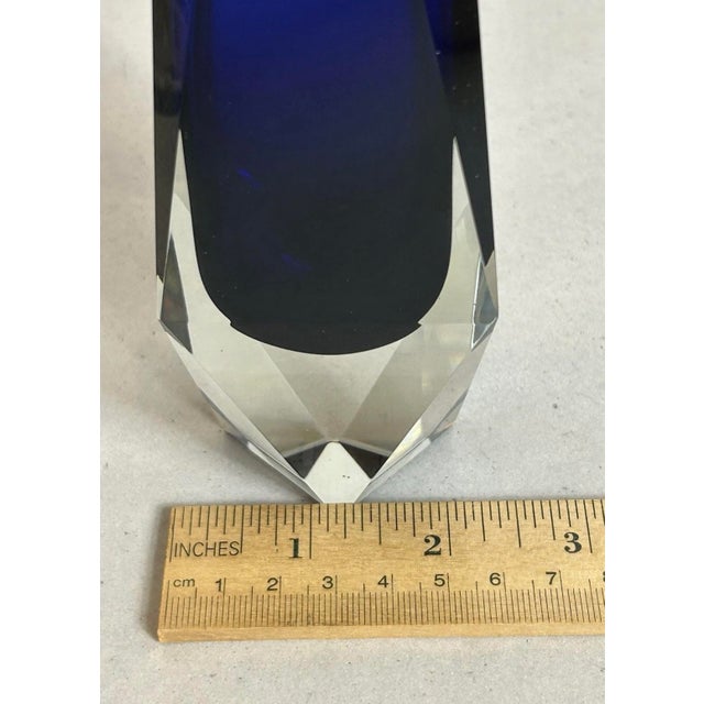 Alessandro Mandruzzato Vintage Mid Century Murano Cobalt Blue Glass Vase Attributed to Alessandro Mandruzzato For Sale - Image 4 of 8
