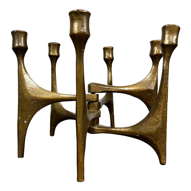 German Brutalist Candleholder in Bronze by Michael Harjes, 1960 For Sale