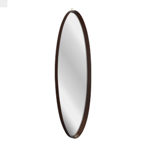 Italian Mid-Century Walnut Oval Mirror