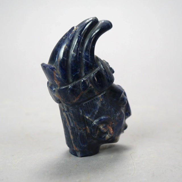 Early 20th Century Lapis Lazuli Carved Figure Head of Indian 20th Century For Sale - Image 5 of 5