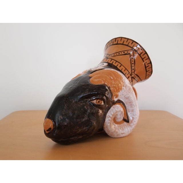 Contemporary Original Roberto Lugo Rhyton Ram Head Cup Vessel Vase Goblet Chalice, Contemporary Modern Studio Pottery Ceramic Art Sculpture For Sale - Image 3 of 7